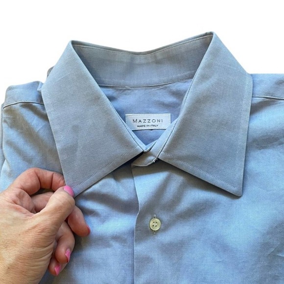 Other - Mazzoni Light Blue Dress Shirt 16 34/45 Made in Italy 100% Cotton